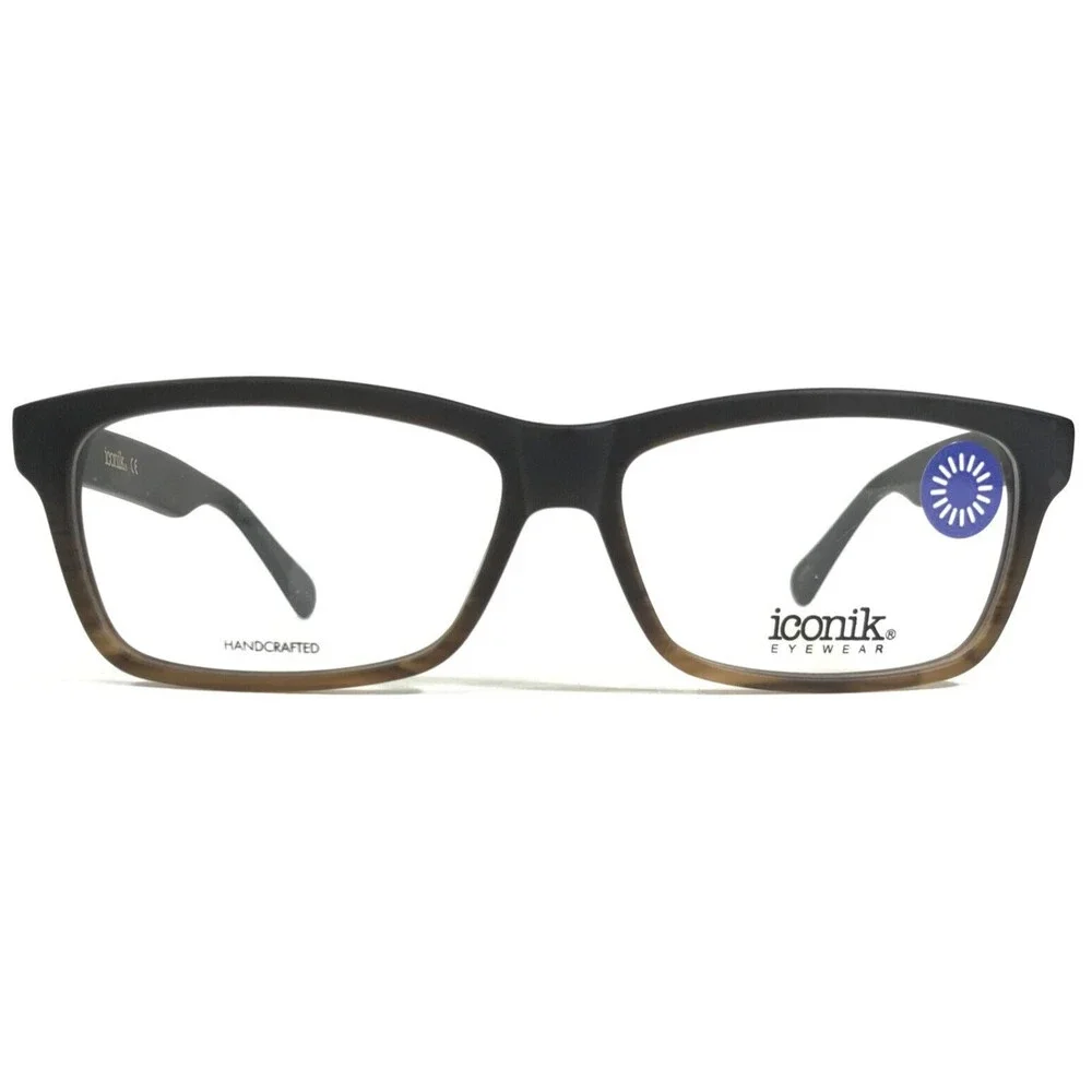 Iconik Eyeglasses Frames Harrison C01 Black Brown Rectangular Full Rim 55-14-145
